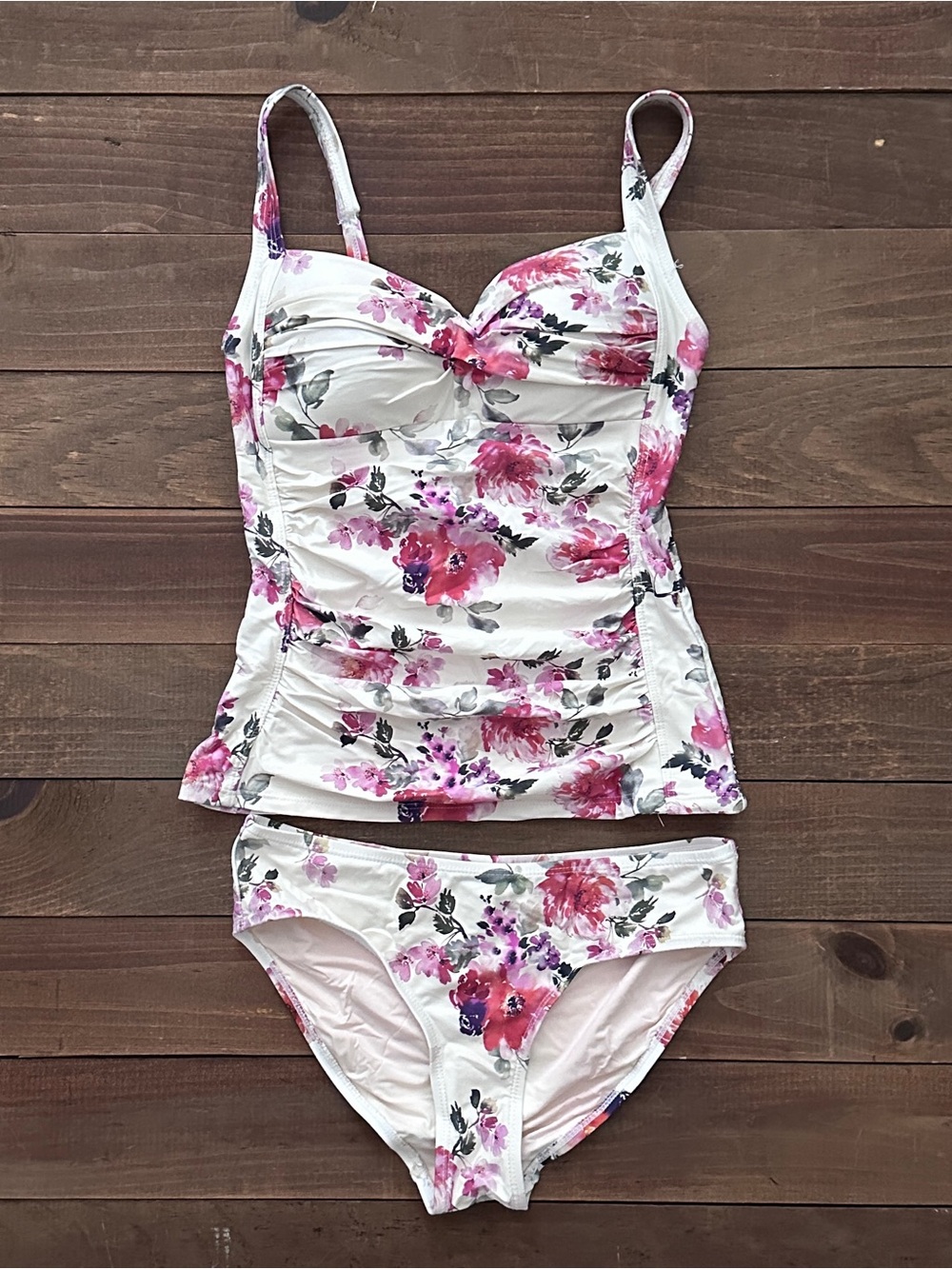 Nip Tuck floral two-piece twist-front tankini swimsuit